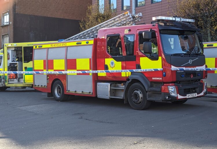 Thames Valley Police has announced that a large fire has broken out in woodland along Monks Lane, near the A339, behind Newbury College.