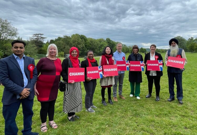 Rachel Reeves, the shadow chancellor with Reading Labour MP candidates and activists on the bank of the River Thames in Pangbourne. Credit: James Aldridge, Local Democracy Reporting Service