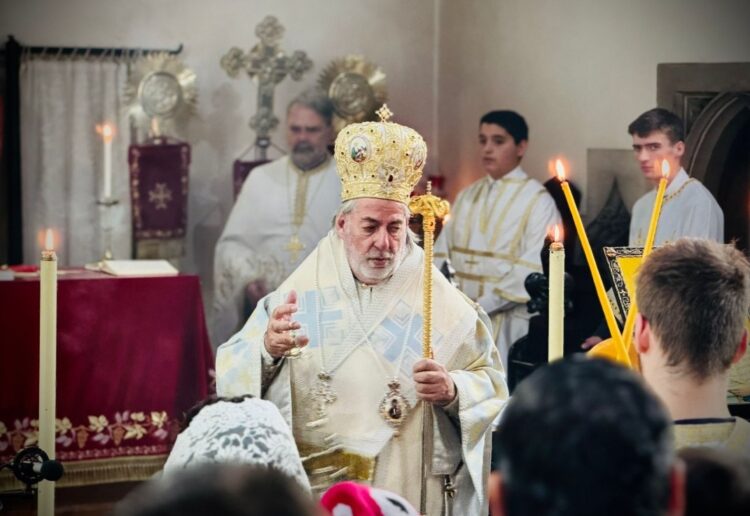 Nikitas Loulias, the Greek Orthodox Archbishop of Great Britain, holds worship at the church in Cranbury Road, West Reading. Credit: Prophet Elias Orthodox Christian Church
