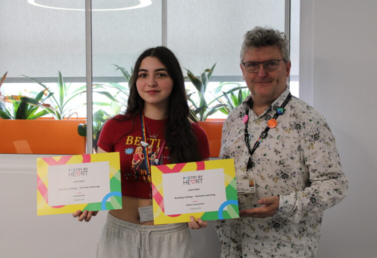 Reading College student Laila Mejri and GCSE English teacher Phillip Trivett. Picture: Activate Learning