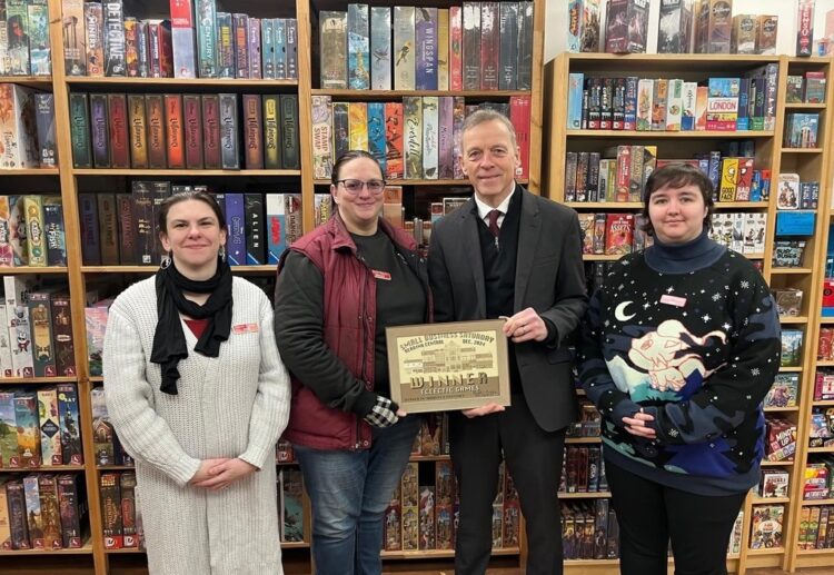 Matt Rodda, the Labour MP for Reading Central, visiting Eclectic Games in Union Street, which won the Hobbies & Pastimes category in the Small Business Saturday competition 2024. Credit: Office of Matt Rodda MP