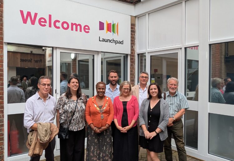 From left: Trustees Ian haslam and Fiona Hammond; the Mayor of Reading, Cllr Alice Mpofu-Coles; business supporter Stephen Poland; Launchpad CEO Su Hamblyn, trustee Bill Montague; Hannah Powell, chair of Launchpad trustees; and Richard Bennet, Following six months of renovation work, Launchpad's base has seen a number of crucial upgrades to help it deliver its services tackling homelessness.