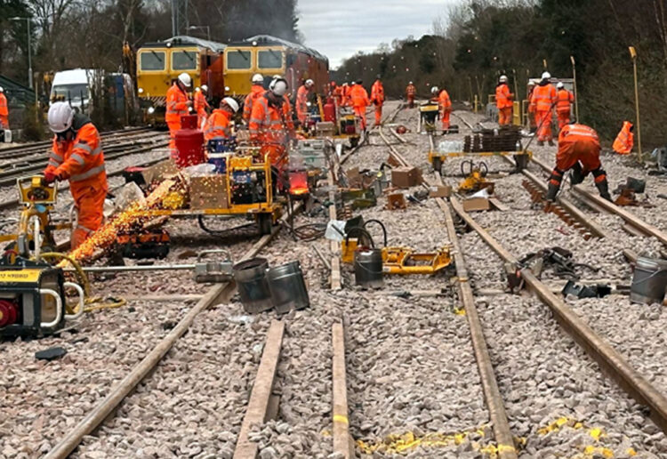 Engineers installing a new junction. Pic: Network Rail.