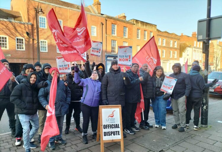 Parking wardens in London Street, Reading on a strike supported by the Unite union. The dispute has been brought to an end. Credit: Nick Clark, Local Democracy Reporting Service