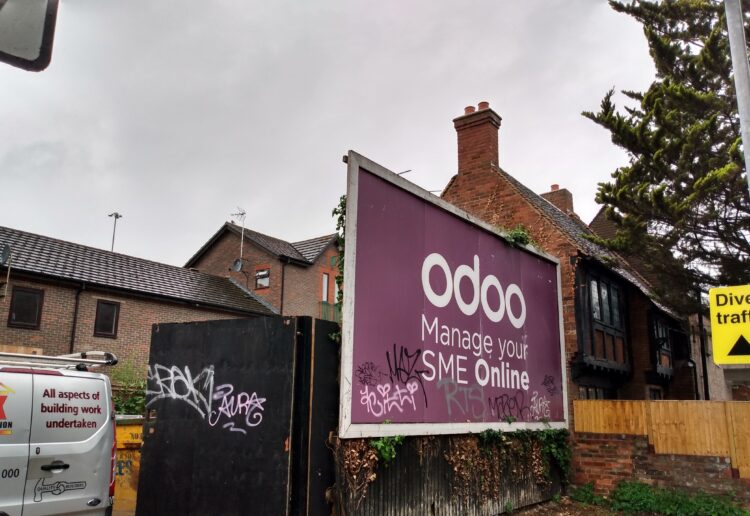 An advertising board in Southampton Street, Reading, the site of a refused plan to build seven apartments. Credit: James Aldridge, Local Democracy Reporting Service
