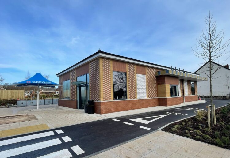 The service hatch and drive-thru exit for the new Greggs along the A4 Bath Road, Southcote. Credit: James Aldridge, Local Democracy Reporting Service