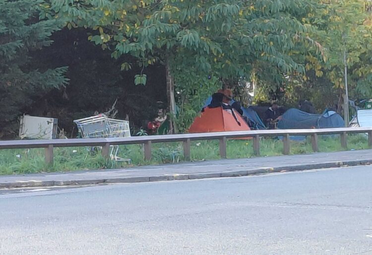 The tent encampment in Great Knollys Street, Reading, near the Reading Buses Depot and the New Beginnings charity. Credit: UGC
