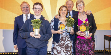 PRIDE OF READING AWARDS: Barbara Rielly, Josh Markiewicz, Ruth Stacey from Dingley’s Promise win Volunteers of the Year