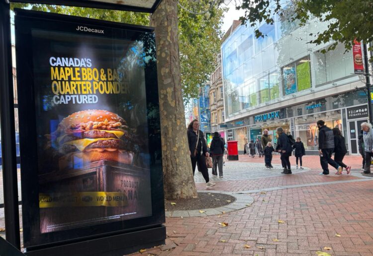 Advertising in Broad Street, Reading town centre. Credit: James Aldridge, Local Democracy Reporting Service