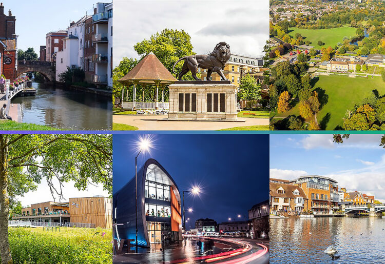 The towns of Berkshire: Newbury, Reading, Bracknell, Wokingham, Slough and Windsor. Credit: Berkshire Prosperity Board.