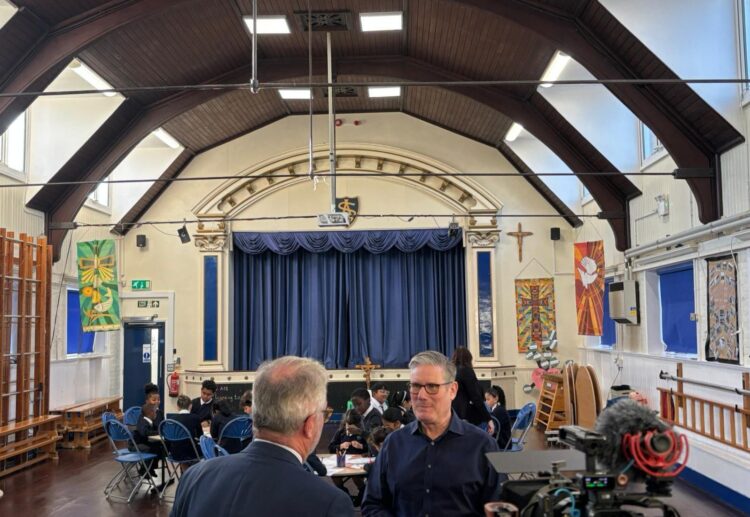 Sir Keir Starmer, the Prime Minister, at the free breakfast club at St Annes Catholic Primary School in Caversham. Credit: James Aldridge, Local Democracy Reporting Service