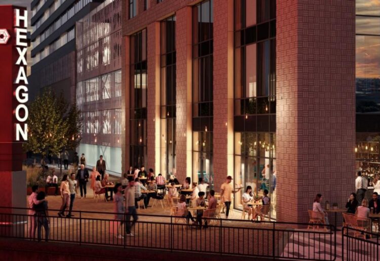 Queens Walk reimagined as a vibrant evening spot in a CGI submitted for the adjustments to a plan Picture: Opus Works