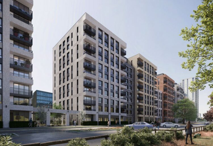 A CGI daytime view of the huge project to replace Napier Court with 576 apartments near Reading town centre. Credit: Peveril Securities and Sladen Estates