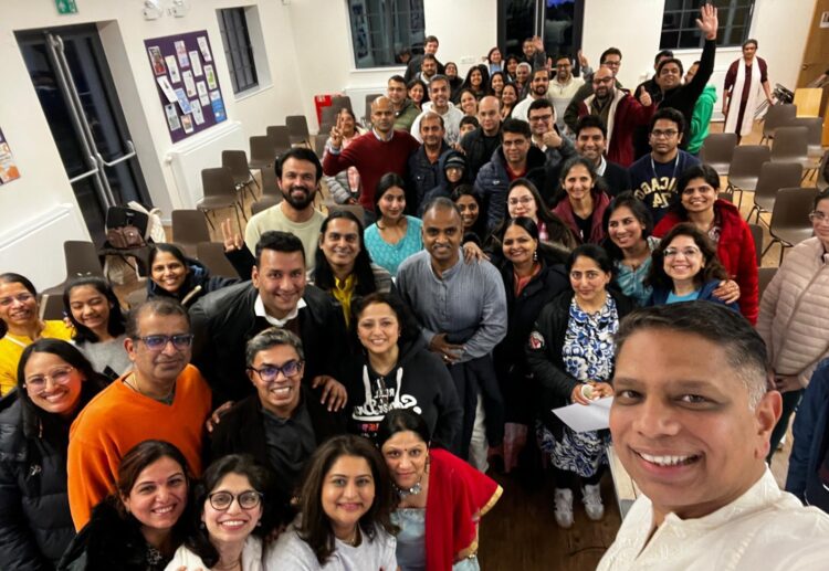Raj Wagh, councillor Raj Singh (Conservative, Kentwood) and other attendees at the Berkshire Meditates event as part of a worldwide meditation ceremony. Credit: Raj Wagh