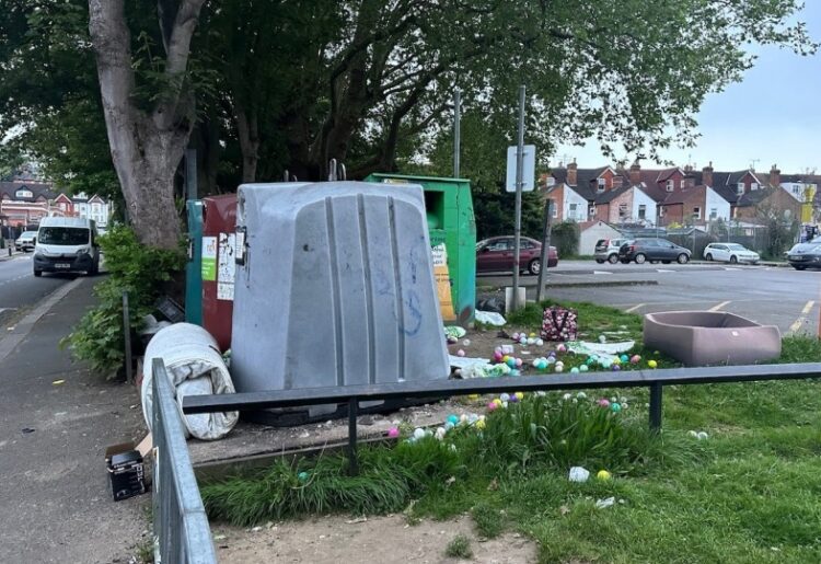 Flytipping at the bottle banks at Kensington Park, West Reading. Credit: Councillor James Moore (Liberal Democrats, Tilehurst).