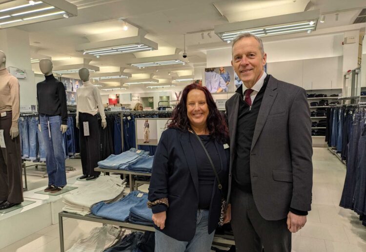 Matt Rodda, the Labour MP for Reading Central, with David Lavington, the manager of the Marks and Spencer store in Broad Street, Reading town centre. Credit: Office of Matt Rodda MP