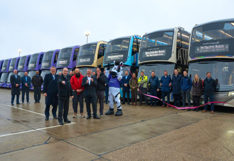 Last weekend, the public transport operator celebrated bringing 24 new zero-emissions buses into service as part of its ZEBRA program. Picture: Philip Benton/Reading Buses