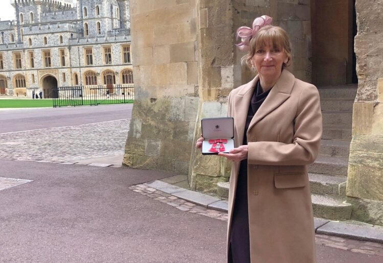 Dr Karen Henderson was presented with the official honour by HRH The Princess Royal for services to Higher Education. Picture: University of Reading