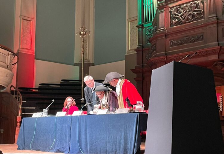 Councillor Alice Mpofu-Coles (Labour, Whitley) is made the Mayor of Reading for 2025/26, succeeding cllr Glenn Dennis (Labour, Kentwood) mayor for 2024/25. Credit: James Aldridge, Local Democracy Reporting Service