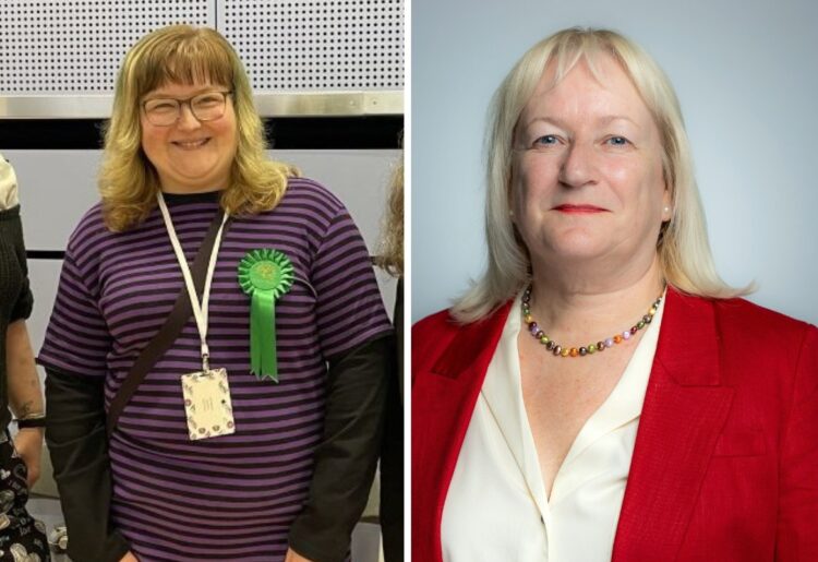 Councillor Kaisa Nikulina (Green, Katesgrove) and councillor Liz Terry (Labour, Coley), the leader of Reading Borough Council. Credit: James Aldridge, LDRS / Reading Borough Council