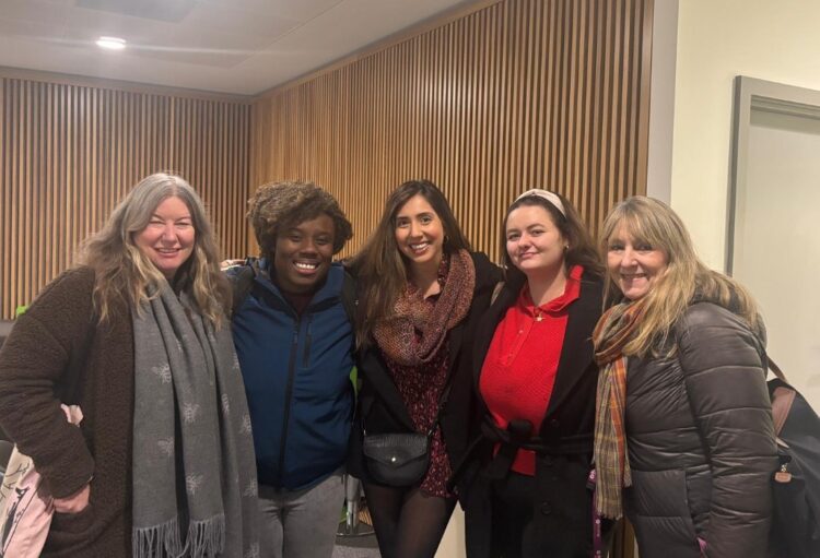 Sinead Gibson, former councillors Sophia James and Gurvinder Kaur, and current cllrs Ellie Emberson and Karen Rowland at the Reclaim the Night event in Reading. Credit: Councillors Ellie Emberson and Karen Rowland / Reading Labour