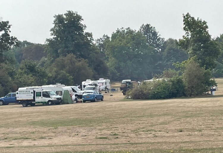 Travellers spotted at Prospect Park, Tilehurst in August. Credit: James Aldridge, Local Democracy Reporting Service