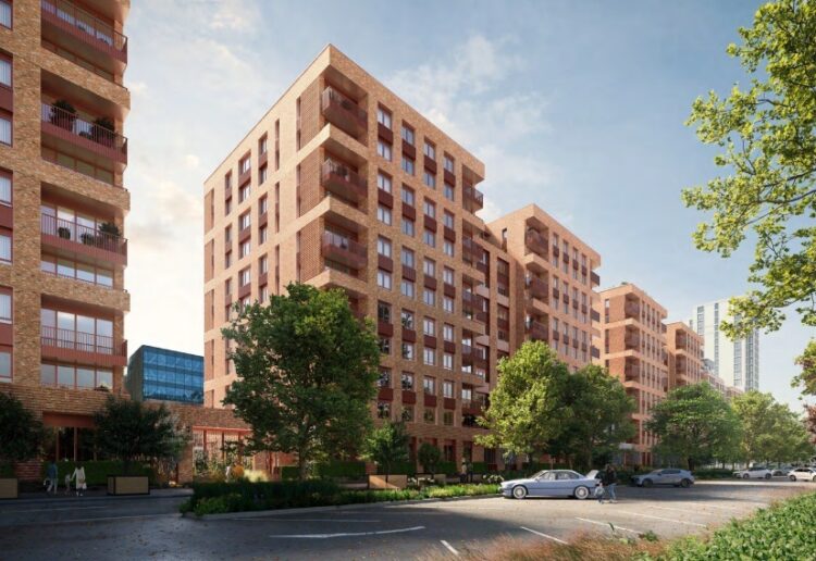 The design for 570 apartments to replace the Napier Court offices in Napier Road, near Reading town centre. Credit: 5plus / Peveril Securities