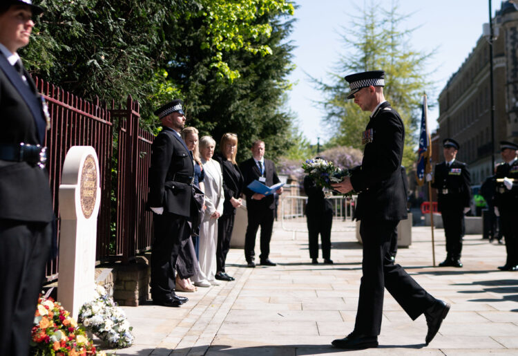 A memorial to PC Andrew Harper, who was killed in the line of duty in Berkshrie at the age of 28, has been unveiled outside Forbury Gardens. Picture: Thames Valley Police