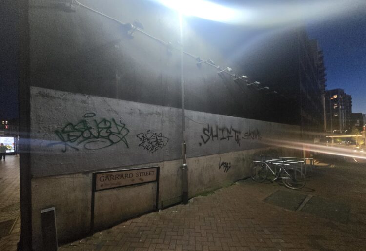 The wall in Garrard Street at its junction with Station Road, Reading town centre. Credit: Station Road Dev Co Ltd