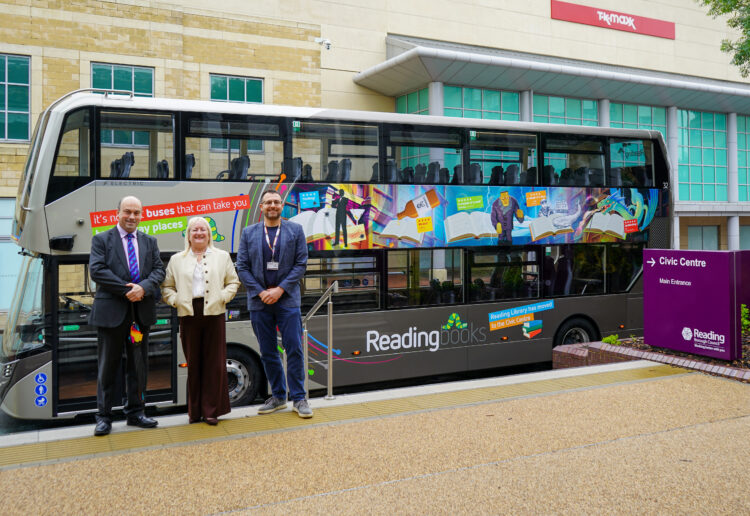 One of Reading's buses has been given a new splash of paint to mark the opening of the town's new Central Library this week. Picture: Reading Buses