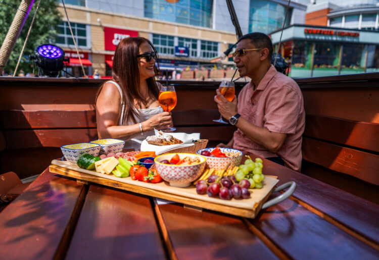 The barbecue experience at the balloon themed pop-up bar at The Oracle Riverside in Reading town centre. Credit: Hammerson