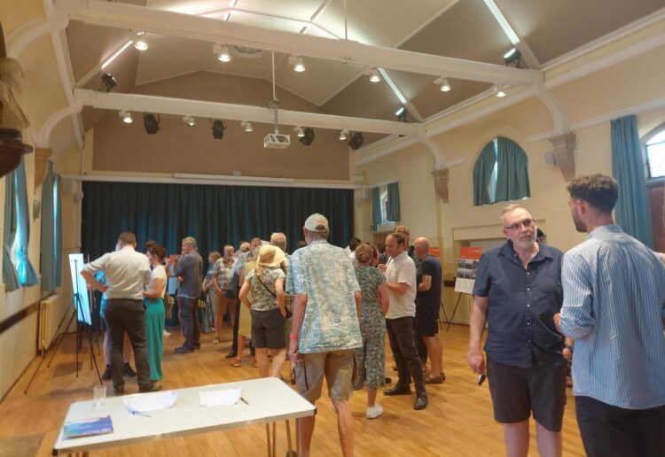 The public exhibition for a proposal to create a data centre at Thames Valley Park in Earley, hosted at Pearson Hall in Sonning. Credit: James Aldridge, Local Democracy Reporting Service