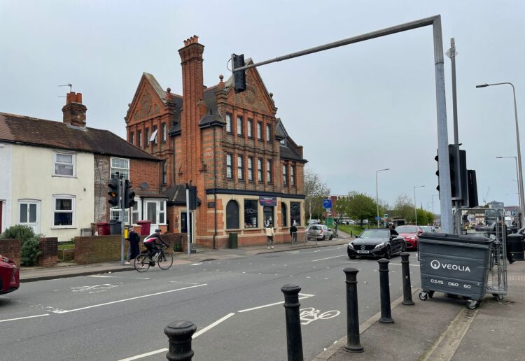 Whitley Street in Reading. The old Wellington Arms, previously a Greggs bakery and now a Turkish halal food centre, can be seen. Credit: James Aldridge, Local Democracy Reporting Service