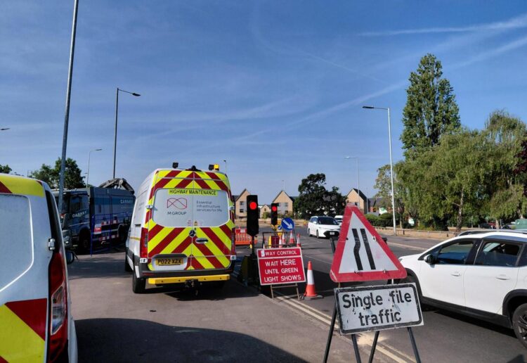 Three way traffic lights are in place at the roundabout junction of Basingstoke Road, Whitley Wood Lane and Imperial Way in Reading. Credit: James Aldridge, Local Democracy Reporting Service