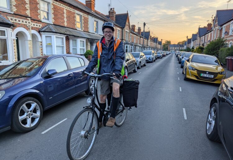Councillor Rob White (Green, Park), the leader of the largest opposition party on Reading Borough Council, out cycling. Credit: Reading Green Party