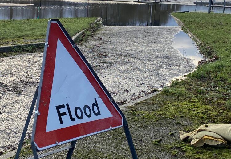 The Showcase Roundabout flooded on Saturday Picture: Phil Creighton