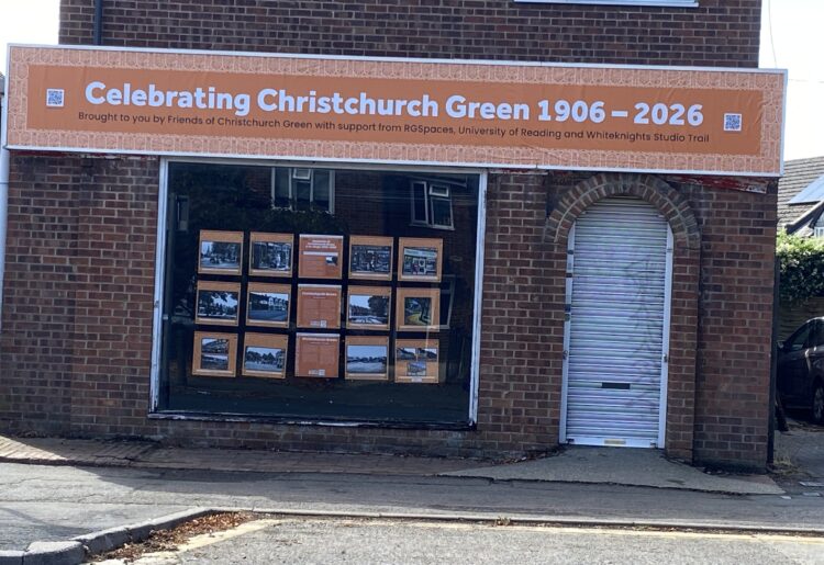 Celebrating Christchurch Green, 1906-2026, is now on display in the window of the vacant RedServe shop unit at 56 Christchurch Road, right next to the No. 21 bus stop. Picture: Friends of Christchurch Green, via University of Reading