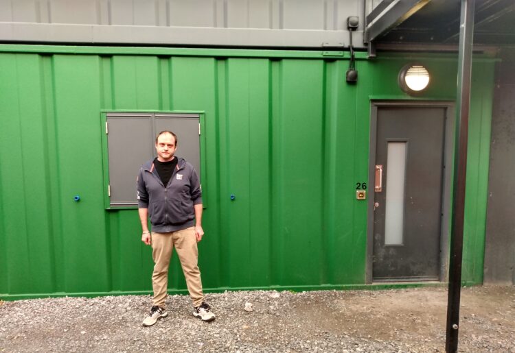 Darren Norgate at the shipping container temporary accommodation at 57 Caversham Road, Reading. Credit: James Aldridge, Local Democracy Reporting Service