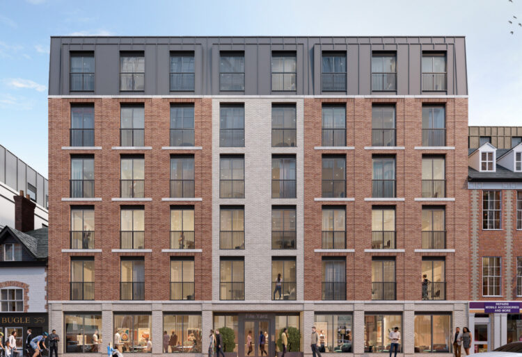 A CGI visual for the revised QVS2 project, swapping a plan to build a 163 bed hotel into a scheme to provide 145 co-living flats in Friar Street, Reading town centre. Credit: Falconer Chester Hall